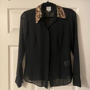 Button down shirt with sequinned collar by PatBO